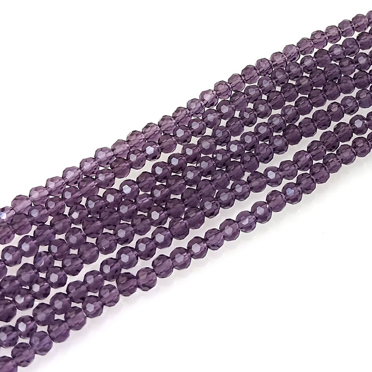 4mm Glass Crystal Rounds - Plum