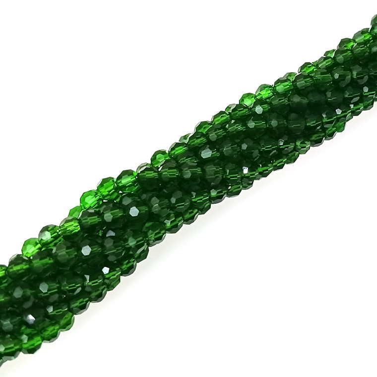 4mm Glass Crystal Rounds - Emerald