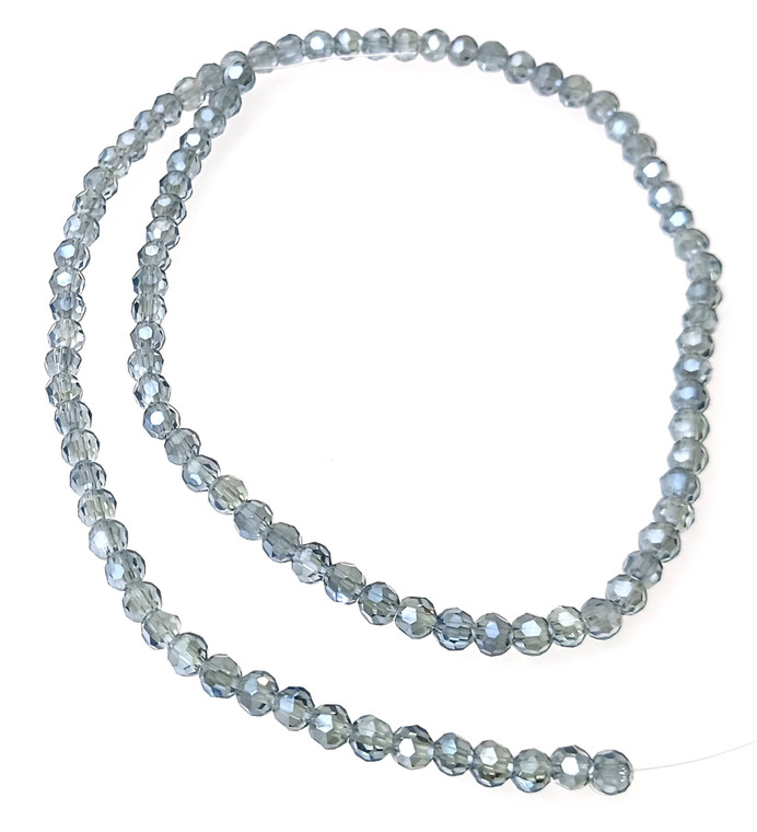 4mm Glass Crystal Rounds - Montana Blue Sparkle AB