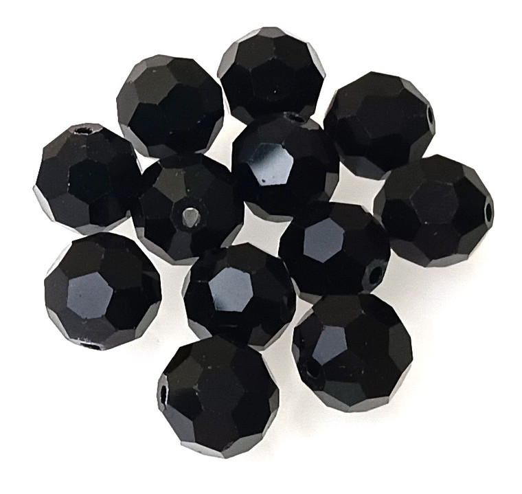 10mm Glass Crystal Rounds - Black