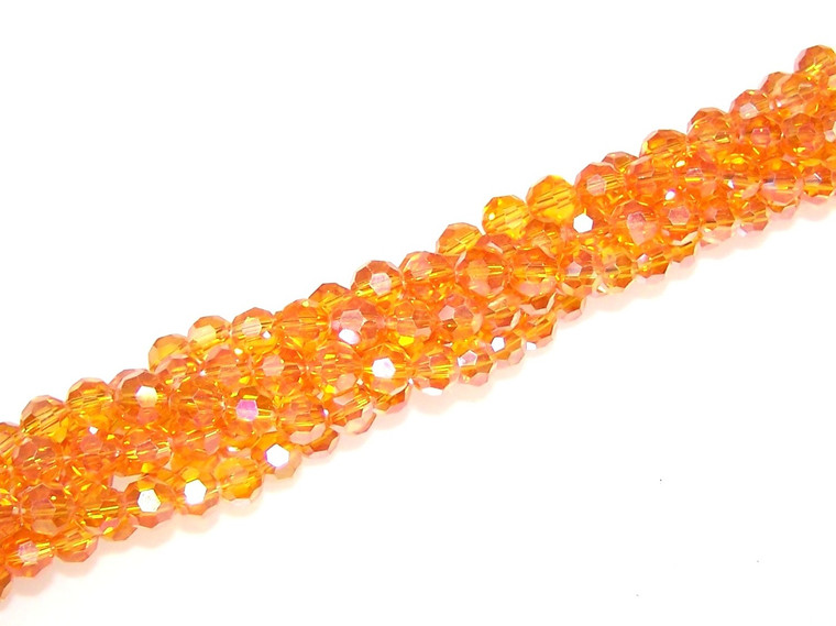 Orange AB 6mm Glass Crystal Rounds