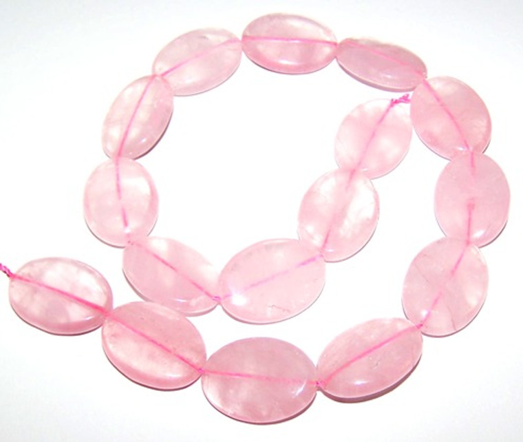 Rose Quartz 18x25mm Puff Oval Semiprecious Gemstone Beads