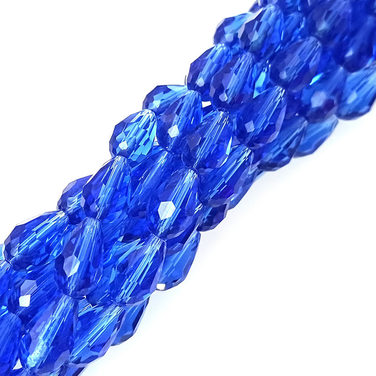 11x7mm Glass Crystal Teardrops - Royal Blue