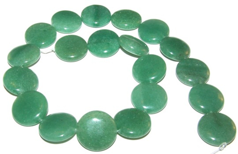 Aventurine 20mm Puff Coin Semiprecious Gemstone Beads