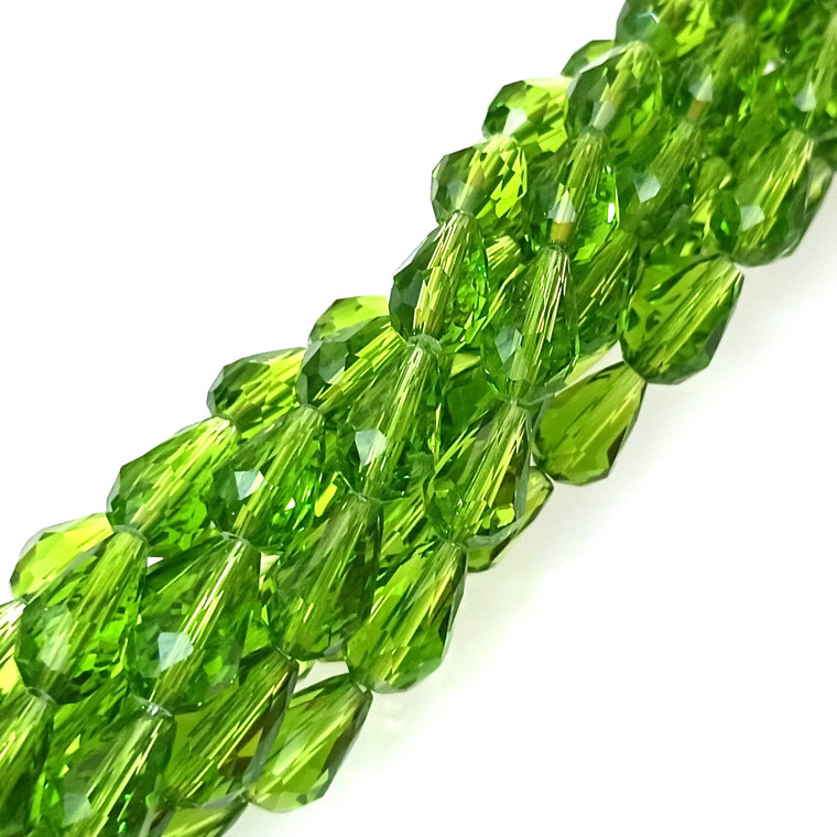 11x7mm Glass Crystal Teardrops - Peridot