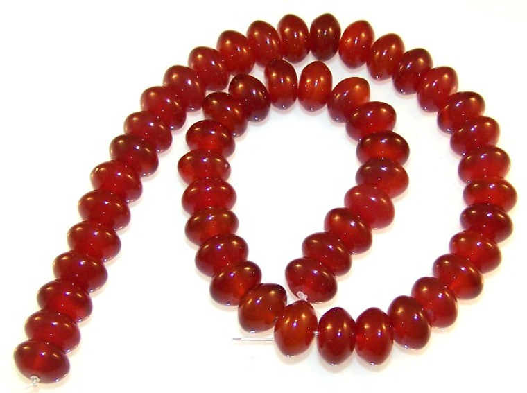 Carnelian 12x8mm Puff Rondelle Semiprecious Gemstone Beads
