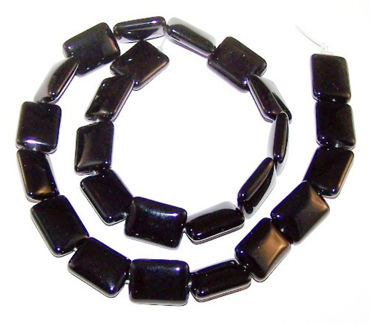 12x16mm Puff Rectangle Semiprecious Gemstone Beads - Black Onyx