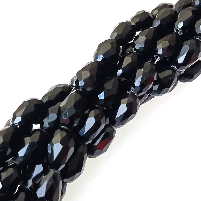 11x7mm Glass Crystal Teardrops - Black