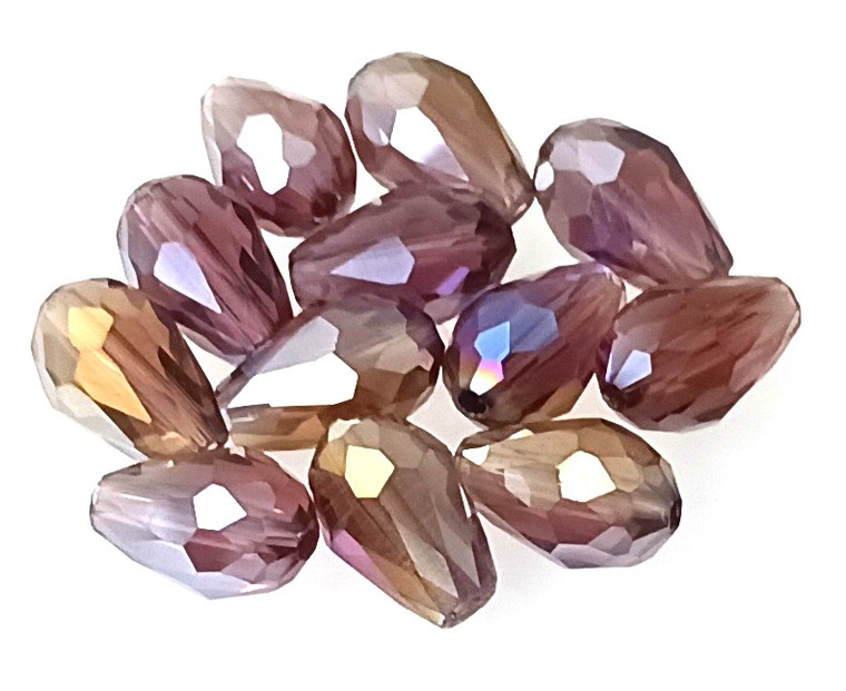 11x7mm Glass Crystal Teardrops - Amethyst AB