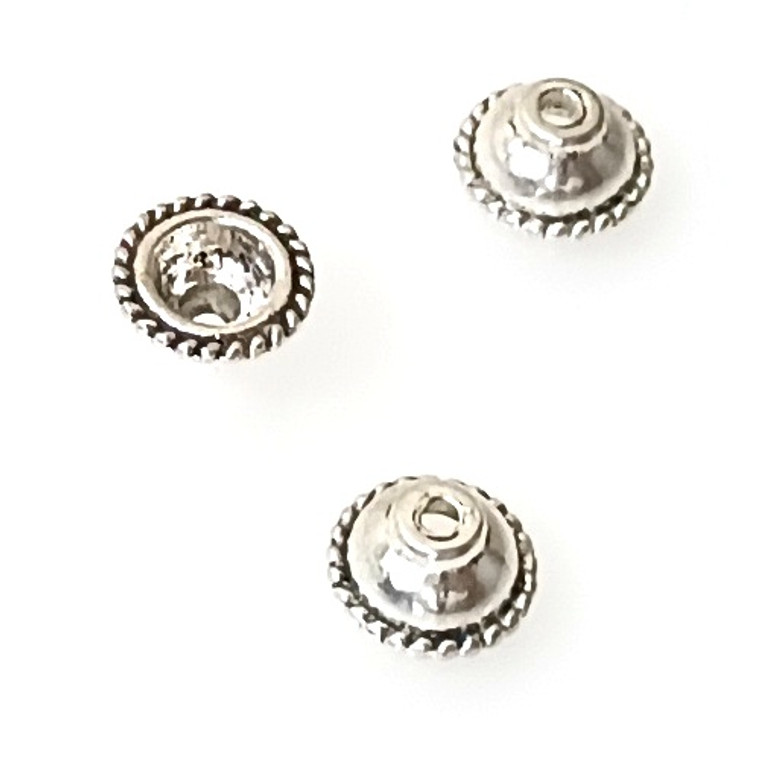 50 Antique Silver-Plated 5x8mm Spiral Trimmed Bead Caps