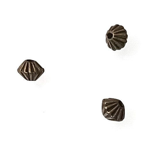 Antique Bronze 4x5mm Corrugated Bicone Beads