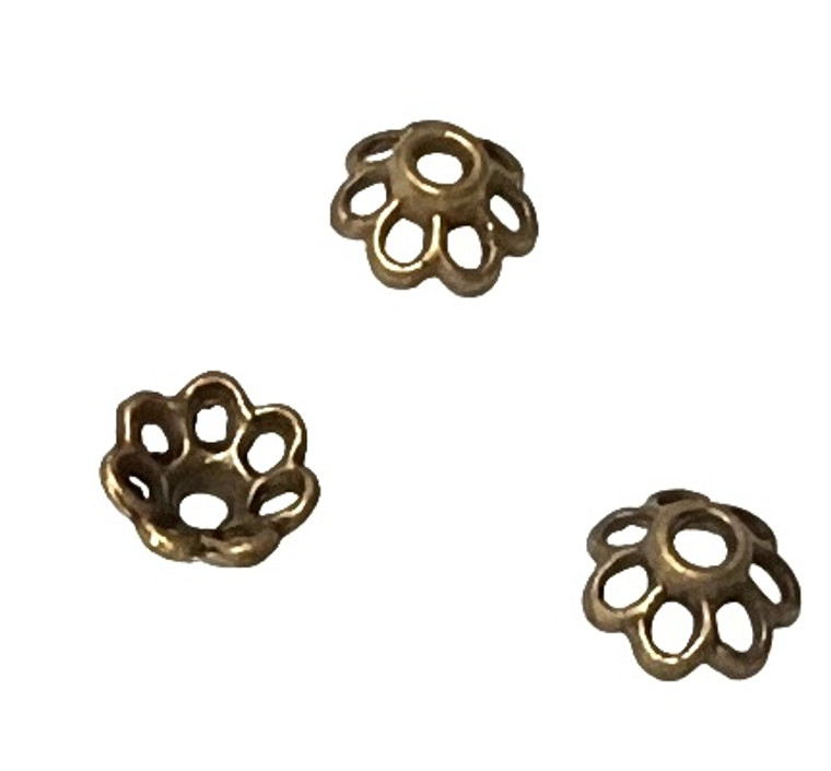 50 Antique Bronze 3x8 Scalloped Bead Caps