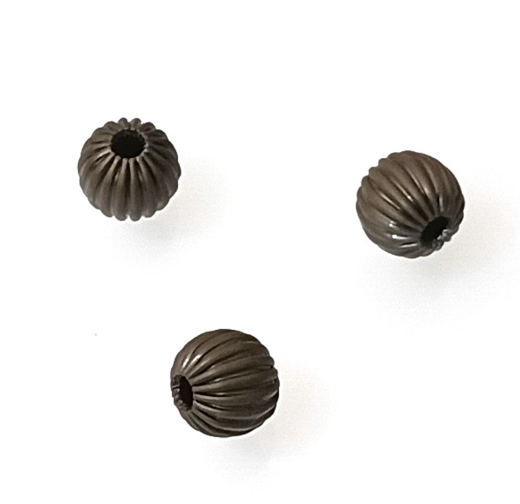 Antique Bronze 6mm Ridged Round Beads