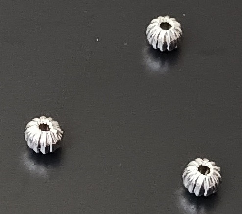 Antique Silver-Plated 4mm Ridged Round Beads