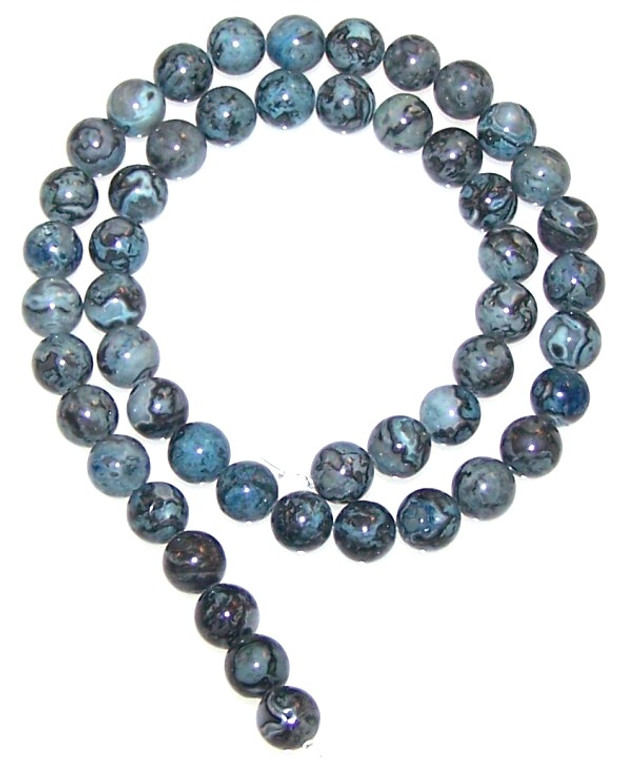 Blue Picasso Jasper 8mm Round Semiprecious Gemstone Beads