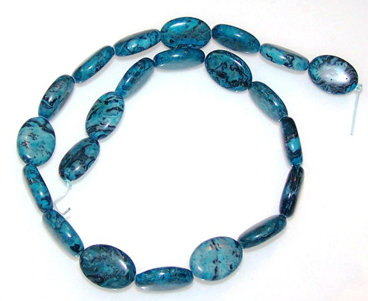 Blue Picasso Jasper 13x18 Puff Oval Semiprecious Gemstone Beads