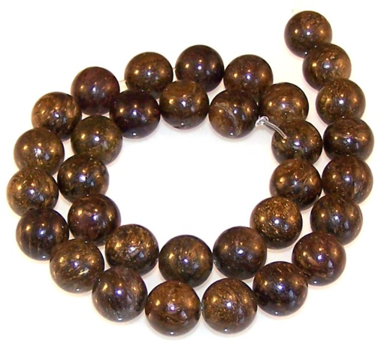 Bronzite 12mm Round Semiprecious Gemstone Beads