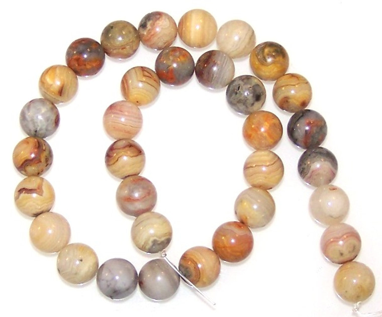 Crazy Lace Agate 12mm Round Semiprecious Gemstone Beads