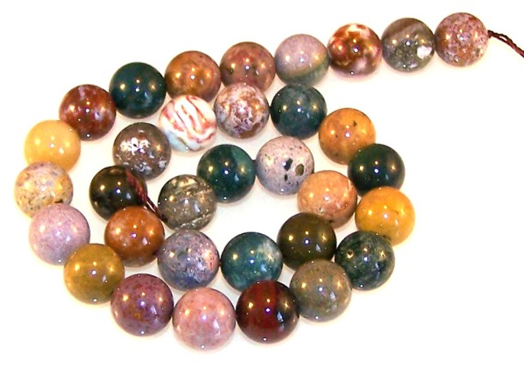 Ocean Jasper 12mm Round Semiprecious Gemstone Beads