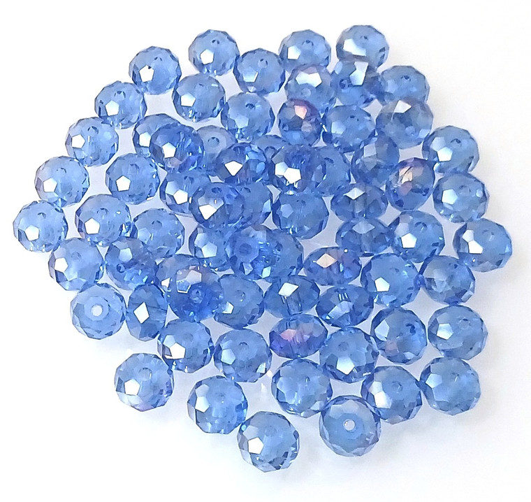 Lt Sapphire AB 6x4mm Glass Crystal Rondelles