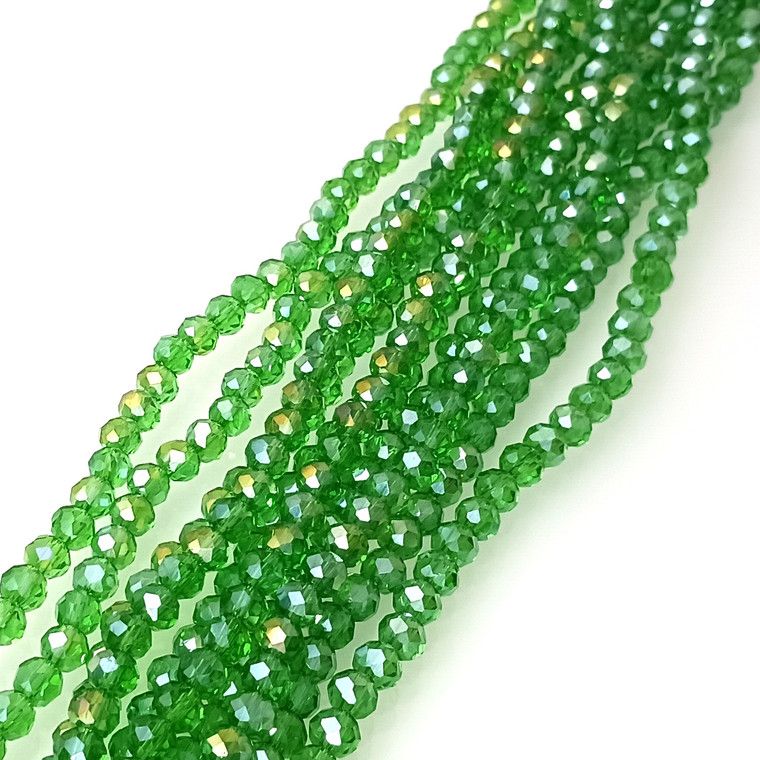 Emerald AB 6x4mm Glass Crystal Rondelle Beads