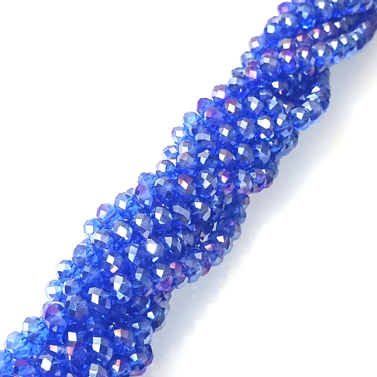 Royal Blue AB 6x4mm Glass Crystal Rondelles