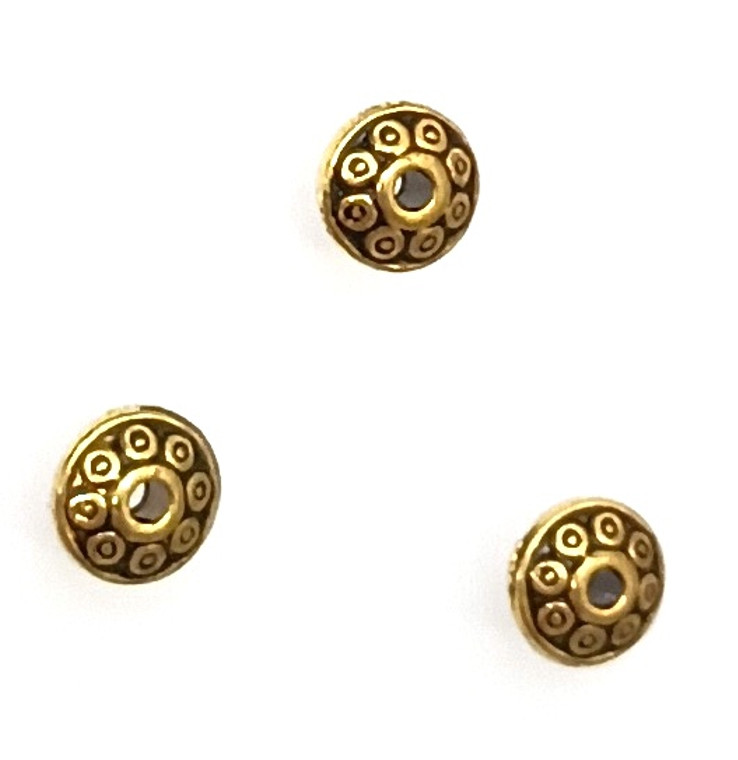 Antique Gold-Plated 6x4mm Decorative Metal Disc Beads