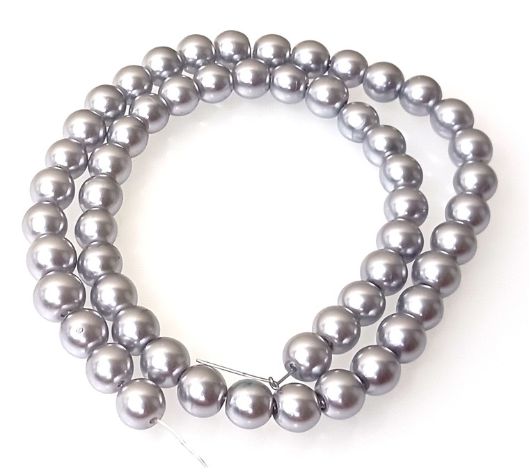 CLOSEOUT - 8mm Glass Economy Pearls - Silver