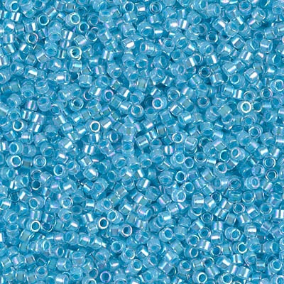 DB0057 Aqua Lined Crystal AB Size 11 Miyuki Delica Seed Beads