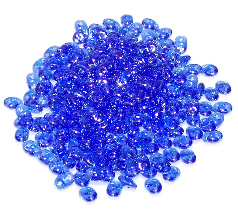Sapphire White Luster Czech Glass Superduo Beads