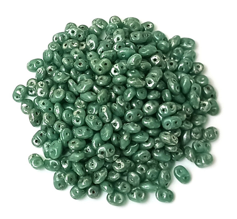 Superduo Beads - TURQUOISE GREEN PICASSO