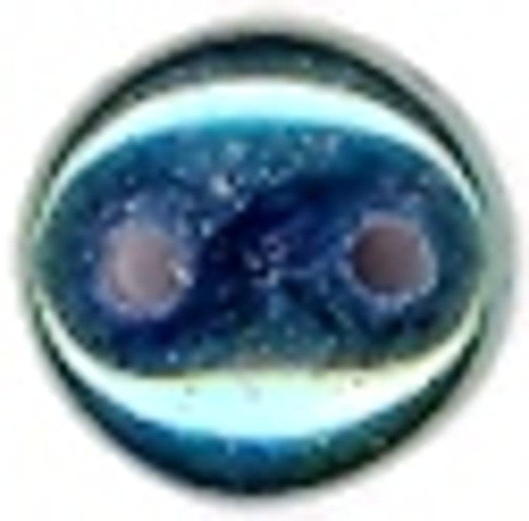 Beads - 2-Hole Lentil - 6mm - Iris Blue