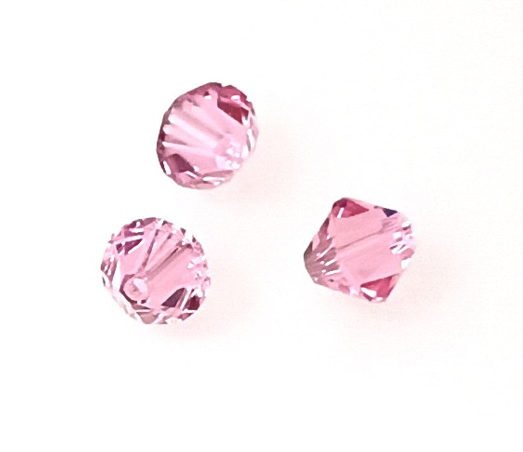 Swarovski Brand 6mm Bicones - Lt Rose