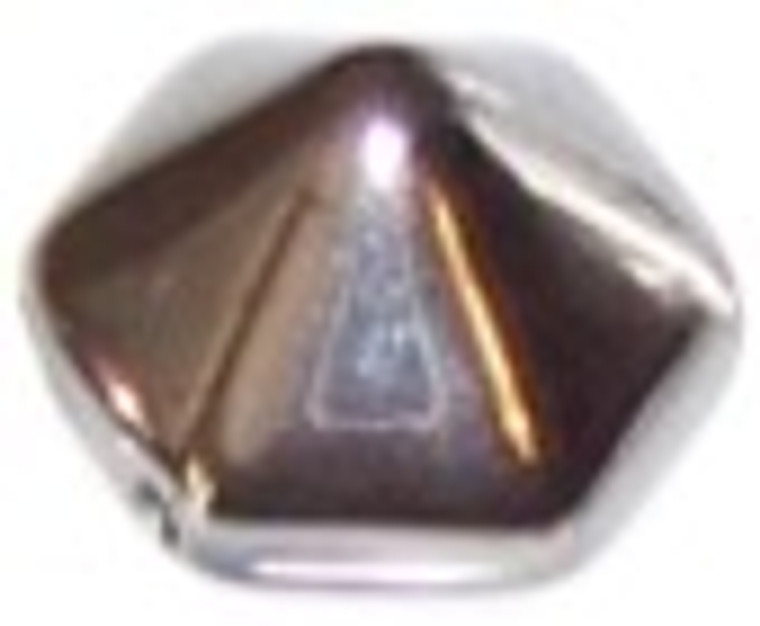 Pyramid Hex 2-Hole 12mm Beads - Jet Chrome