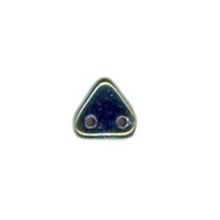 6mm Triangle 2-Hole Beads - Iris Green