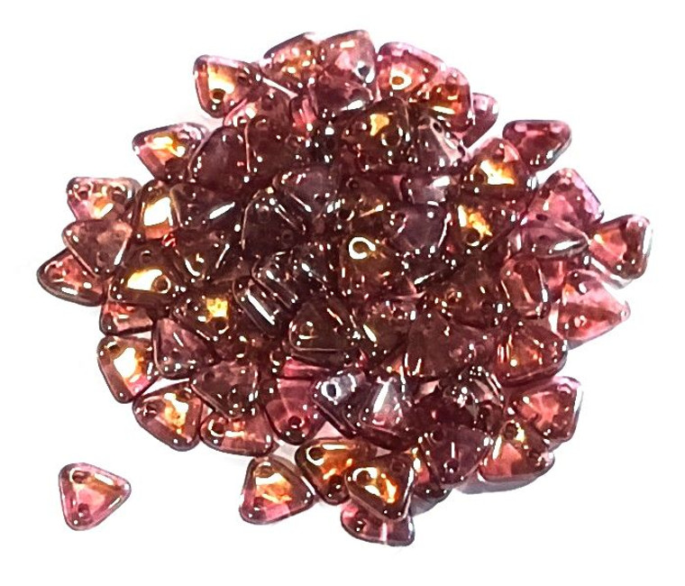 6mm Triangle 2-Hole Beads - Luster Rose Gold Topaz