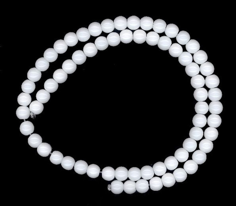 6mm Round White Agate Beads