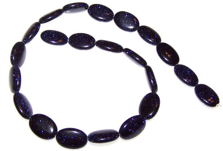 13x18mm Puff Oval Semiprecious Gemstone Beads - Blue Goldstone
