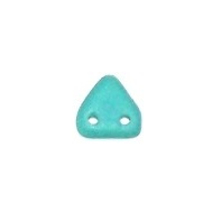 6mm Triangle 2-Hole Beads - Matte Turquoise