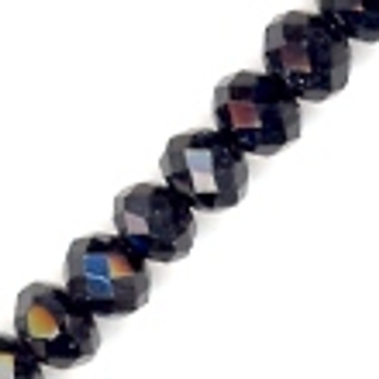 Black 4x3mm Glass Crystal Rondelles