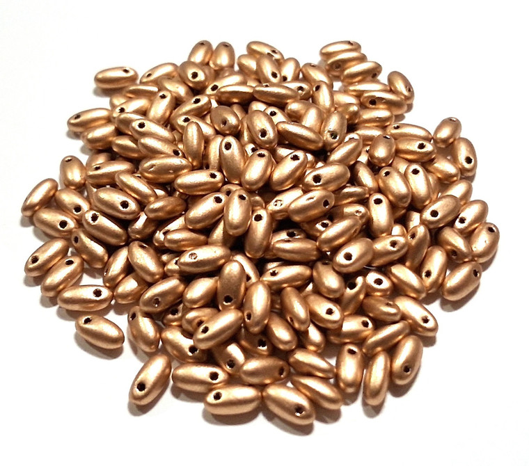 2.5x6mm Aztec Gold Czech glass Rizo beads 7.5 grams