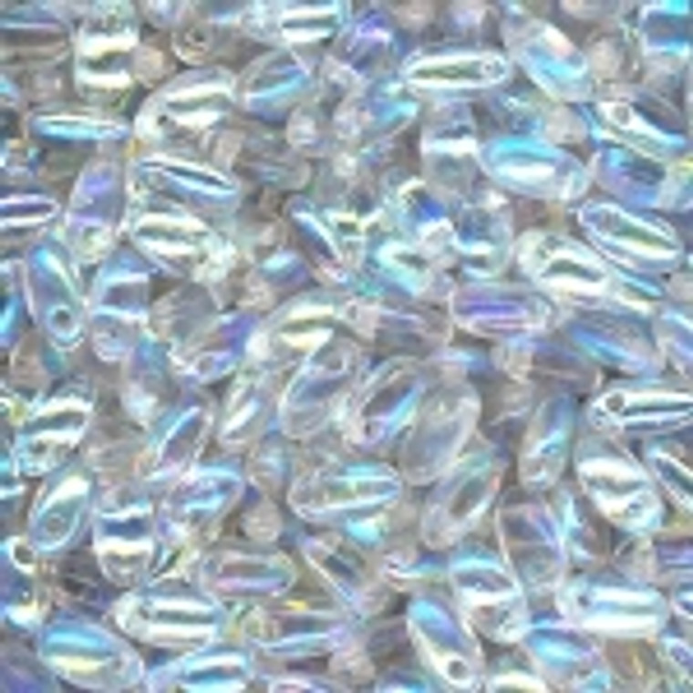 2.5x6mm Czech Glass Rizo Beads - Crystal AB