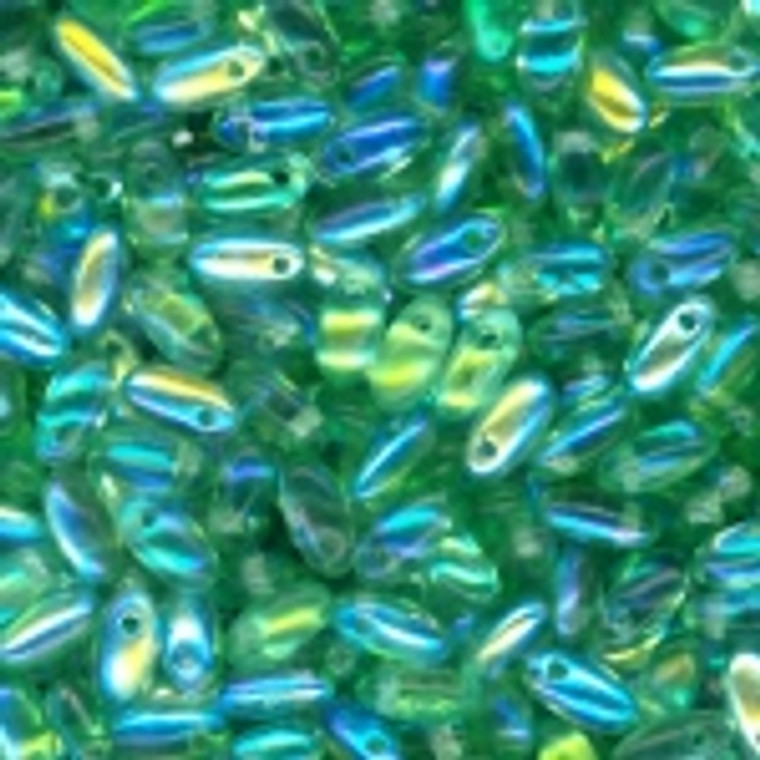 2.5x6mm Czech Glass Rizo Beads - Peridot AB