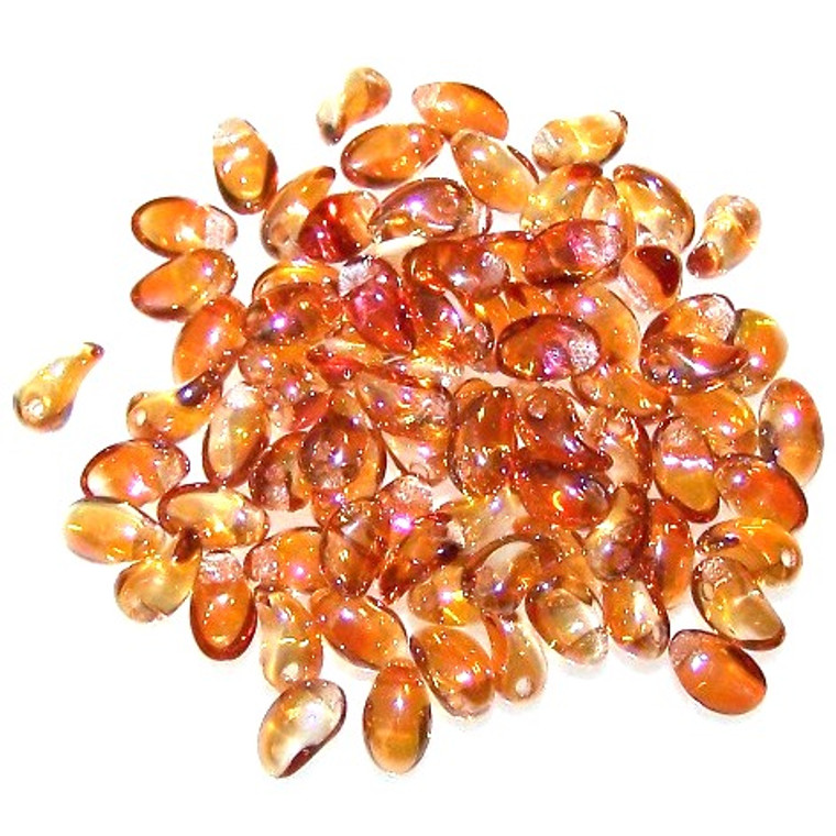 4x6mm Czech Glass Tulip Petal Beads - Crystal Apricot Medium