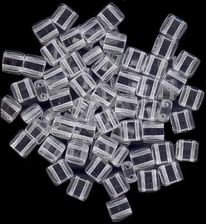 Czech Glass 2-Hole 6mm Tile Beads - Crystal