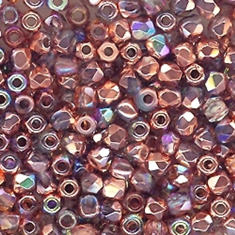 Czech 2mm Fire-Polished Glass Beads - Crystal Copper Rainbow