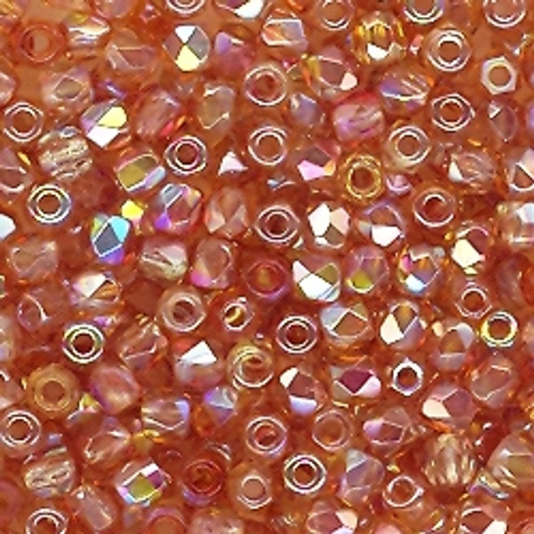 Czech 2mm Fire-Polished Glass Beads - Crystal Orange Rainbow