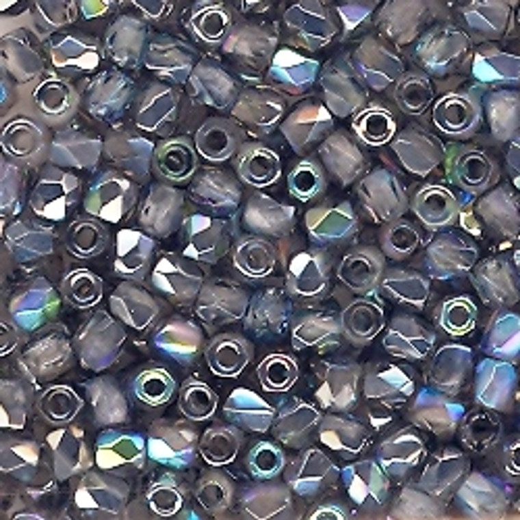 Czech 2mm Fire-Polished Glass Beads - Crystal Graphite Rainbow
