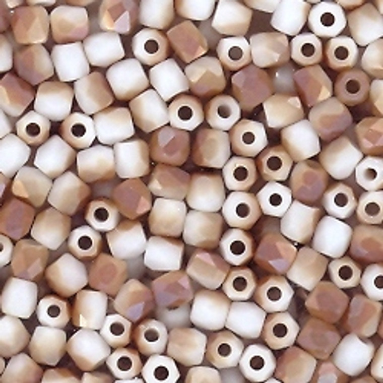 Czech 2mm Fire-Polished Glass Beads - Chalk White Celsian Matte