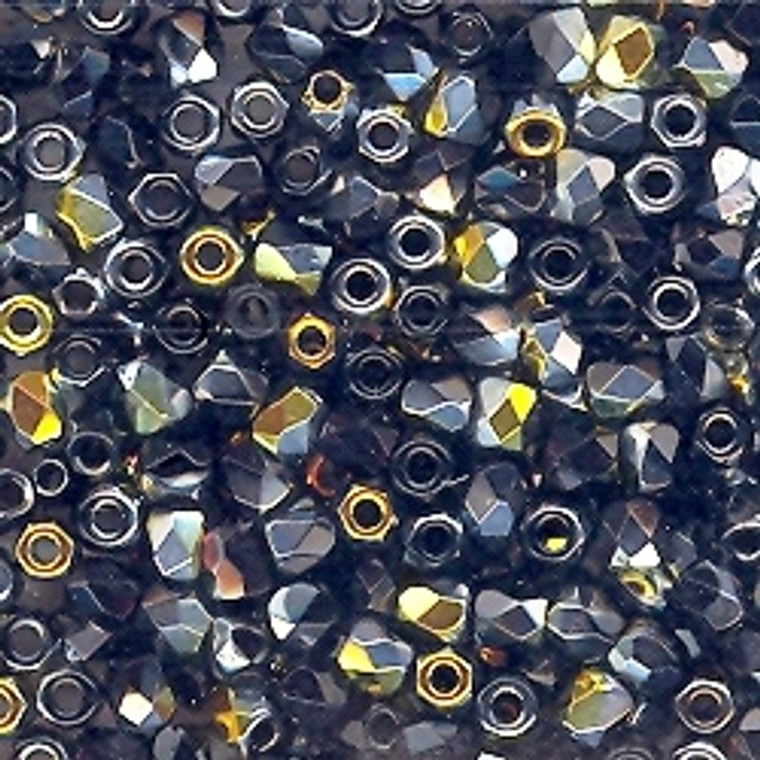 Czech 2mm Fire-Polished Glass Beads - Jet Marea